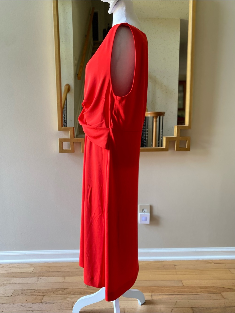 Ann Taylor Twist Front Jersey Dress Crimson Orange sz XL - Picture 5 of 15